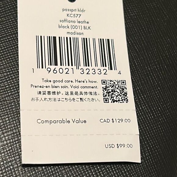 Kate Spade Black Saffiano Leather Passport Holder Wallet Card Slots Travel NWT - Picture 10 of 10